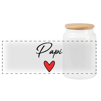 PAPI. PAPA. FÊTE DES PÈRES. BONNE FÊTE PAPA - Boîte à biscuits avec couvercle en bois - blanc - Devant