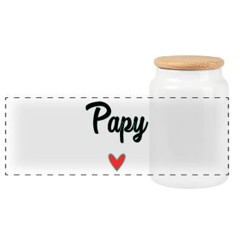GRANDPA. DAD. FATHER'S DAY. HAPPY FATHER'S DAY. GOOD - Panoramic Cookie Jar with Wooden Lid - white - Front