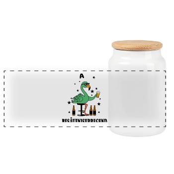 Drôle de flamant rose vert - Boîte à biscuits avec couvercle en bois - blanc - Devant