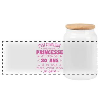 Woman Princess Birthday 30 Years - Panoramic Cookie Jar with Wooden Lid - white - Front