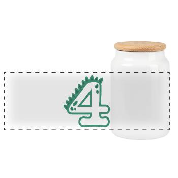 Number 4 - Panoramic Cookie Jar with Wooden Lid - white - Front