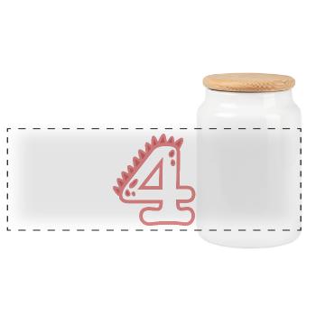 Number 4 - Panoramic Cookie Jar with Wooden Lid - white - Front