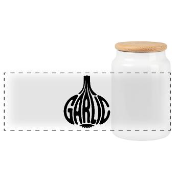 Ail - Logo de légume cool - Boîte à biscuits avec couvercle en bois - blanc - Devant