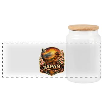 Japan Sunset Lantern Abzeichen - Panorama Keksdose mit Holzdeckel - Weiß - Vorne