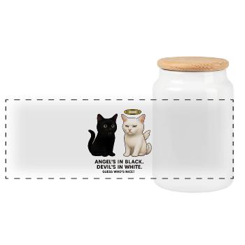 Ange contre Devil Cats - Boîte à biscuits avec couvercle en bois - blanc - Devant