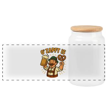Bavarian folk festival - Panoramic Cookie Jar with Wooden Lid - white - Front