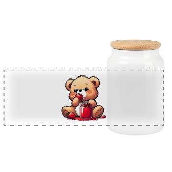 Bärchen Teddybär Bär - Panorama Keksdose mit Holzdeckel - Weiß - Vorne