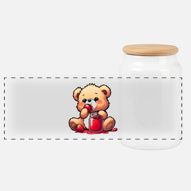 Bärchen Teddybär Bär - Panorama Keksdose mit Holzdeckel - Weiß
