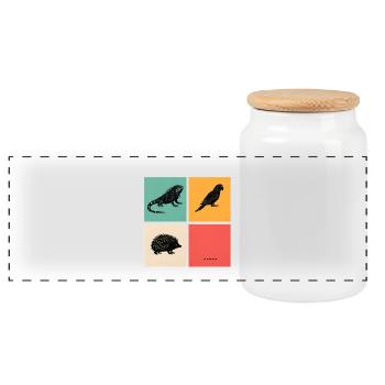 Lustiges exotische Haustier-Retro-Tiergitter-Design - Panorama Keksdose mit Holzdeckel - Weiß - Vorne