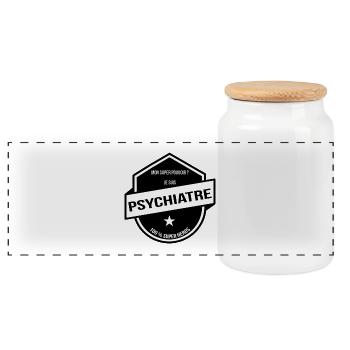 Psychiatre Superhéros Badge - Boîte à biscuits avec couvercle en bois - blanc - Devant