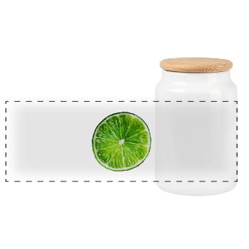 Lime - Panoramic Cookie Jar with Wooden Lid - white - Front