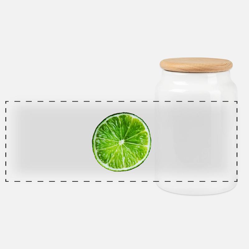 Lime - Panoramic Cookie Jar with Wooden Lid - white