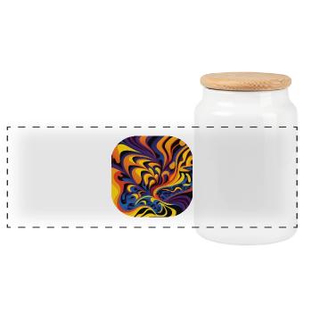 Abstract - Panoramic Cookie Jar with Wooden Lid - white - Front