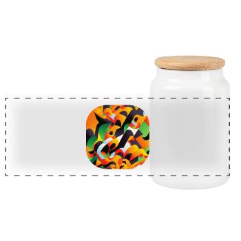 Abstract - Panoramic Cookie Jar with Wooden Lid - white - Front