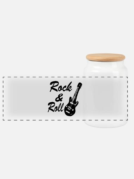 Rock 'n' Roll - Panorama Keksdose mit Holzdeckel - Weiß