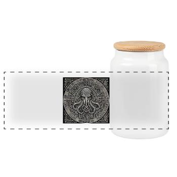 Old God - Panoramic Cookie Jar with Wooden Lid - white - Front