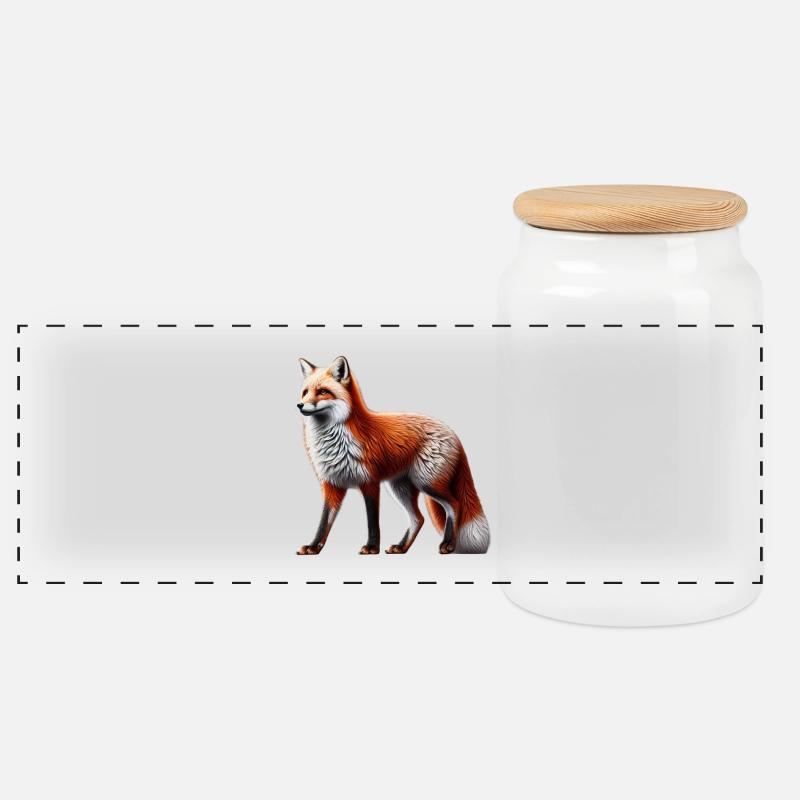 Fuchs - Panorama Keksdose mit Holzdeckel - Weiß