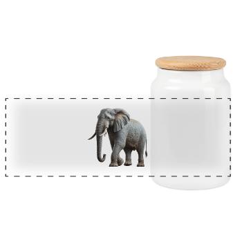 Éléphant - Boîte à biscuits avec couvercle en bois - blanc - Devant