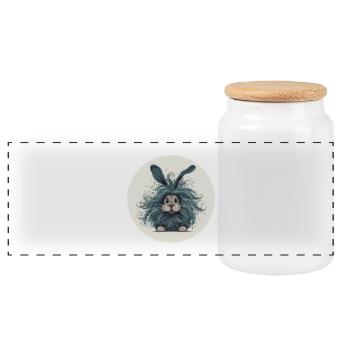 Hase - Panorama Keksdose mit Holzdeckel - Weiß - Vorne