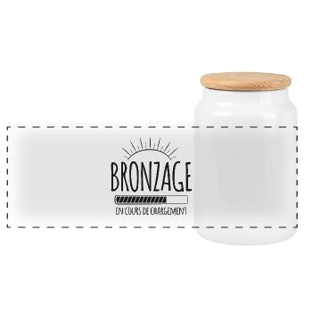 Tan Loading, Summer, Vacation, French - Panoramic Cookie Jar with Wooden Lid - white - Front