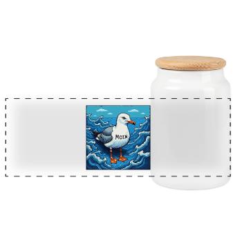 Mouette solitaire - Boîte à biscuits avec couvercle en bois - blanc - Devant