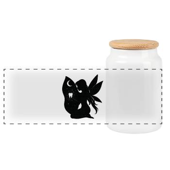 Moonlit Night Fairy Silhouette - Panoramic Cookie Jar with Wooden Lid - white - Front