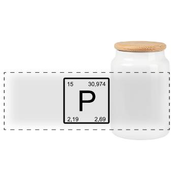 Phosphor P Symbol Periodensymbol Kunstdruck - Panorama Keksdose mit Holzdeckel - Weiß - Vorne