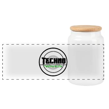 Logo néon Techno is Life - Boîte à biscuits avec couvercle en bois - blanc - Devant