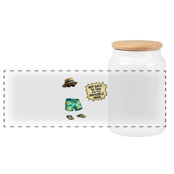 Invisible Summer Humor at the Beach - Panoramic Cookie Jar with Wooden Lid - white - Front