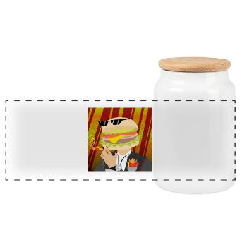 Mr. Burger - Panorama Keksdose mit Holzdeckel - Weiß - Vorne