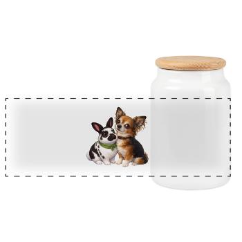 Lapins nains Paulinchen et Chihuahua Dexter - Boîte à biscuits avec couvercle en bois - blanc - Devant