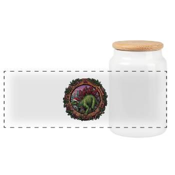 Magie de Noël du stégosaure - Boîte à biscuits avec couvercle en bois - blanc - Devant