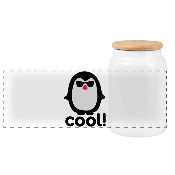 Cool pinguin - Panoramic Cookie Jar with Wooden Lid - white - Front
