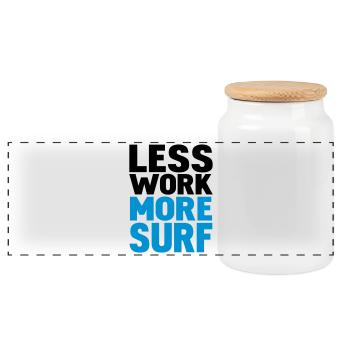 less work more surf - Panorama Keksdose mit Holzdeckel - Weiß - Vorne