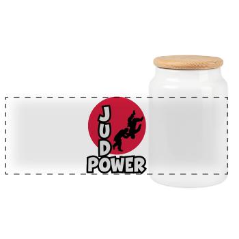 JudoPower Logo - Panorama Keksdose mit Holzdeckel - Weiß - Vorne
