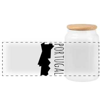 portugal - Panoramic Cookie Jar with Wooden Lid - white - Front