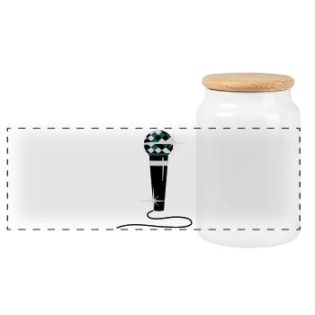 Diamond microphone - Panoramic Cookie Jar with Wooden Lid - white - Front