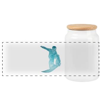 Eis Snowboarder - Panorama Keksdose mit Holzdeckel - Weiß - Vorne