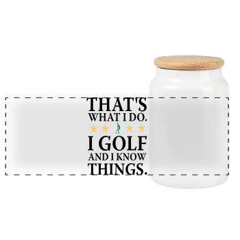 Ich spiele Golf - Panorama Keksdose mit Holzdeckel - Weiß - Vorne