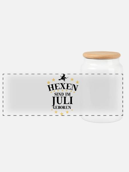 Hexen Juli - Panorama Keksdose mit Holzdeckel - Weiß