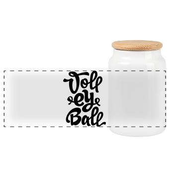 Abstrakter Farbexplosion Druckdesign Volleyball - Panorama Keksdose mit Holzdeckel - Weiß - Vorne