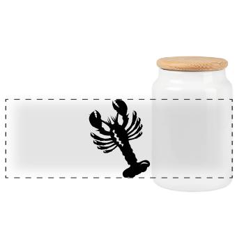 a lobster - Panoramic Cookie Jar with Wooden Lid - white - Front