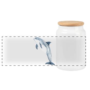 Bottlenose dolphin - Bottlenose dolphin - Grand dauphin - Panoramic Cookie Jar with Wooden Lid - white - Front