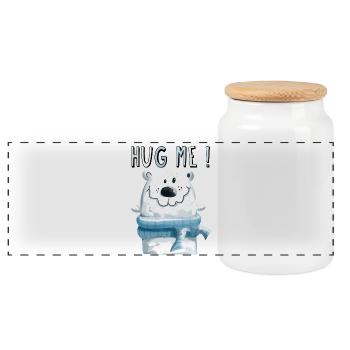 Hug Me Eisbär - Bären - Bär - Kinder - Baby - Süss - Panorama Keksdose mit Holzdeckel - Weiß - Vorne