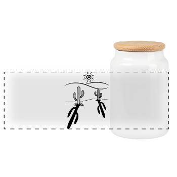 cactus - Boîte à biscuits avec couvercle en bois - blanc - Devant