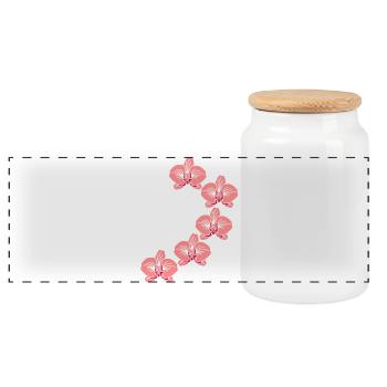 orchidee_2 - Panoramic Cookie Jar with Wooden Lid - white - Front