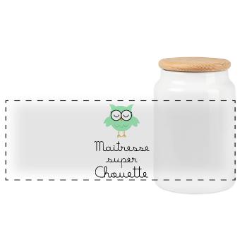 Maîtresse super chouette lunettes - Boîte à biscuits avec couvercle en bois - blanc - Devant