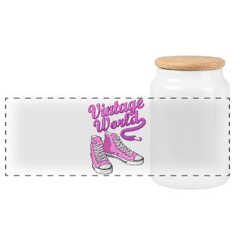 Pink vintage sneakers - Boîte à biscuits avec couvercle en bois - blanc - Devant
