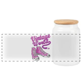 Pink vintage sneakers - Boîte à biscuits avec couvercle en bois - blanc - Devant