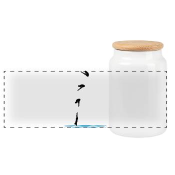 High diving - Panoramic Cookie Jar with Wooden Lid - white - Front